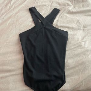 AQUA criss cross neck bodysuit